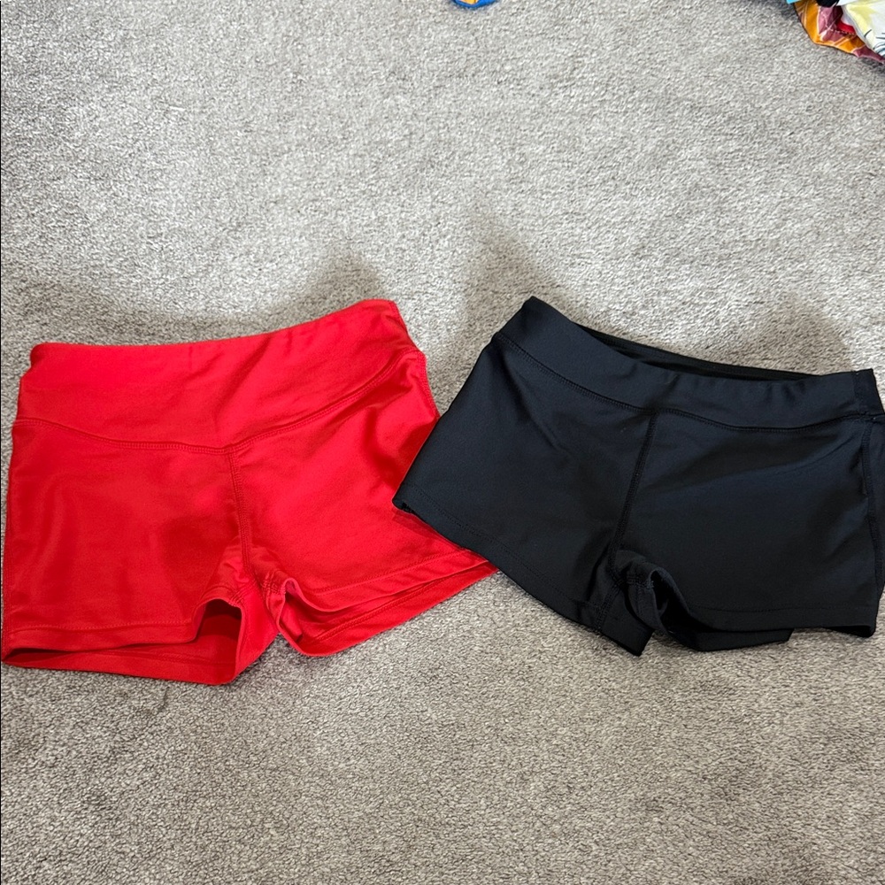 Girls Dance Wear Red and Black Shorts CL